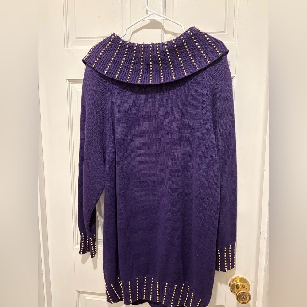 Vintage Chic Purple Sweater with Gold Embellishments - Picture 5 of 5